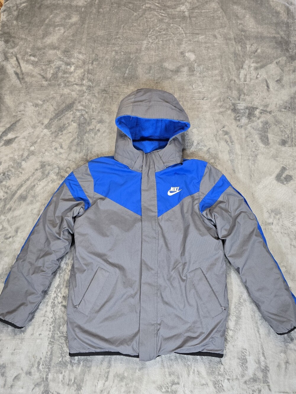 Y2K Nike Reversible Fleece Lined Winter Jacket Size Small Ski Snow Blue